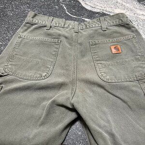 Men's Thick Carhartt Work Pants/Green/33x32